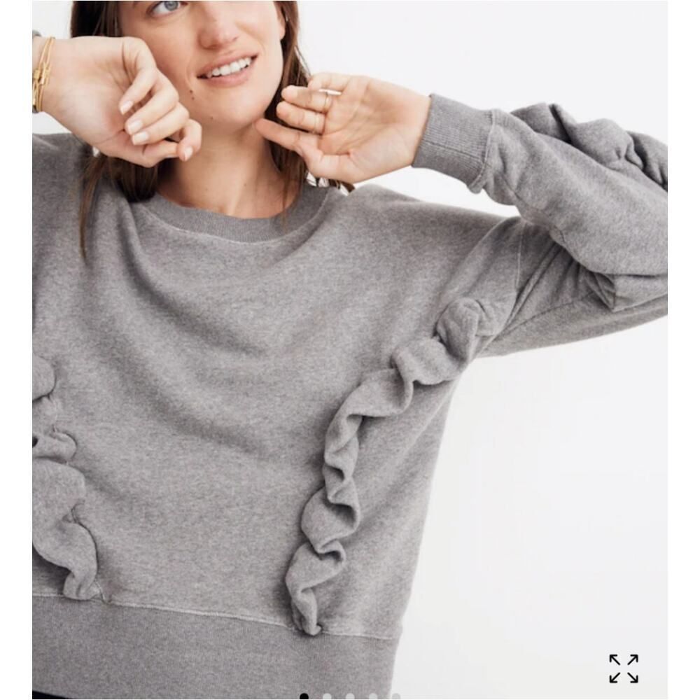 Madewell Mile(s) ruffle oversized crew neck drop shoulder sweatshirt sz XXS